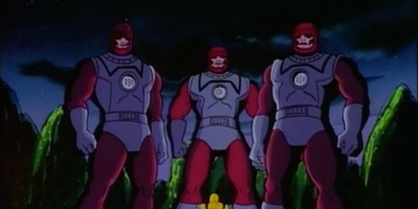 Three Sentinels standing together in X Men The Animated Series