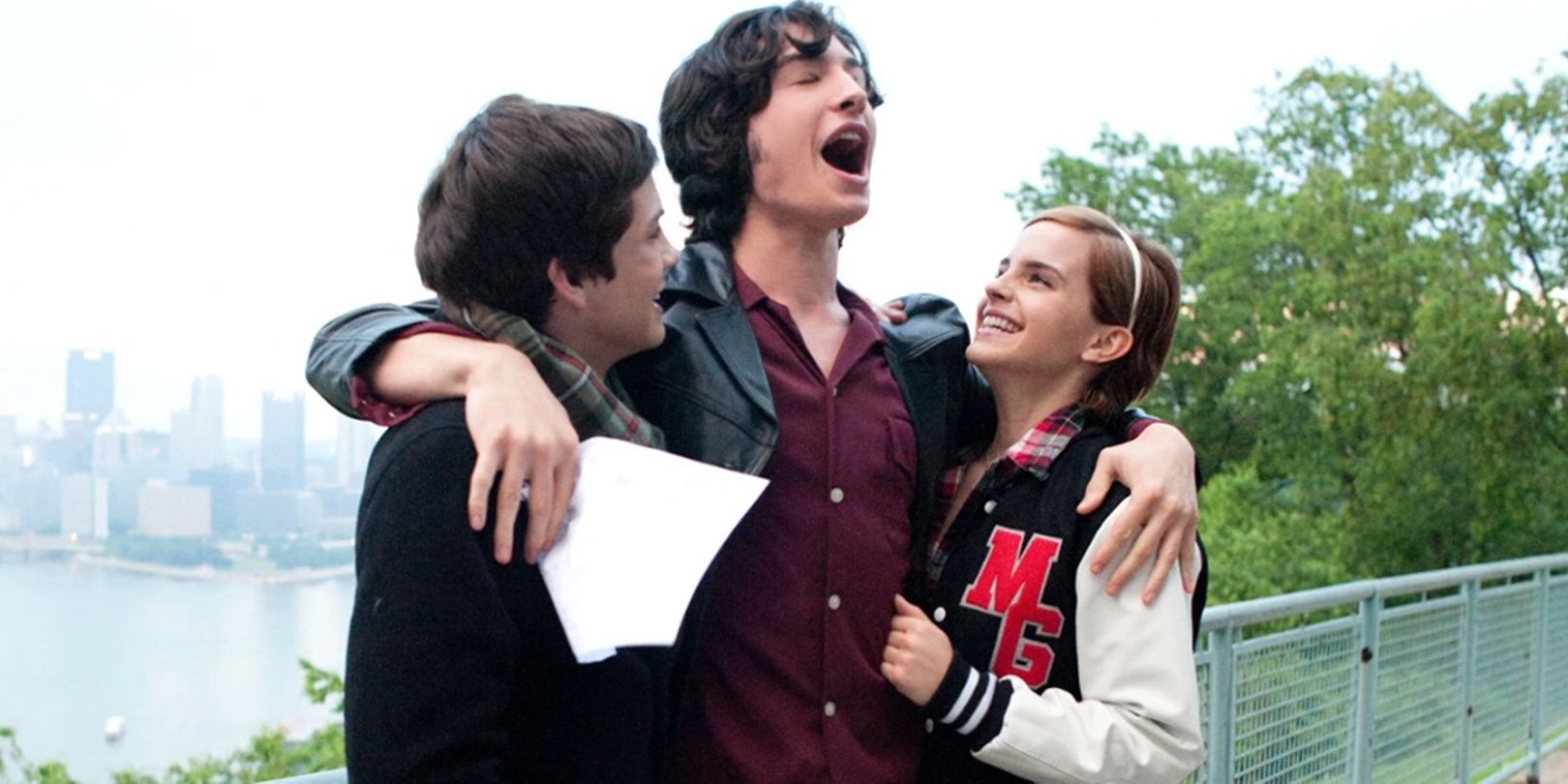 Three friends hug in The Perks Of Being A Wallflower