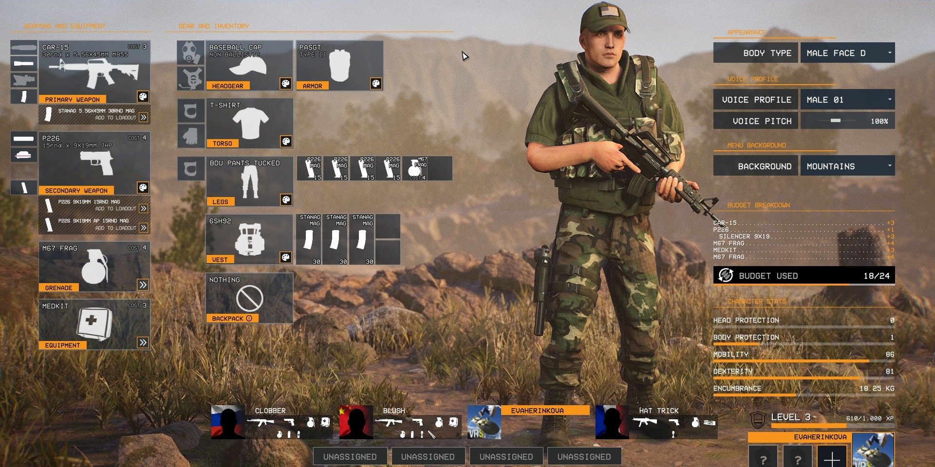 Thunder Tier One character customization