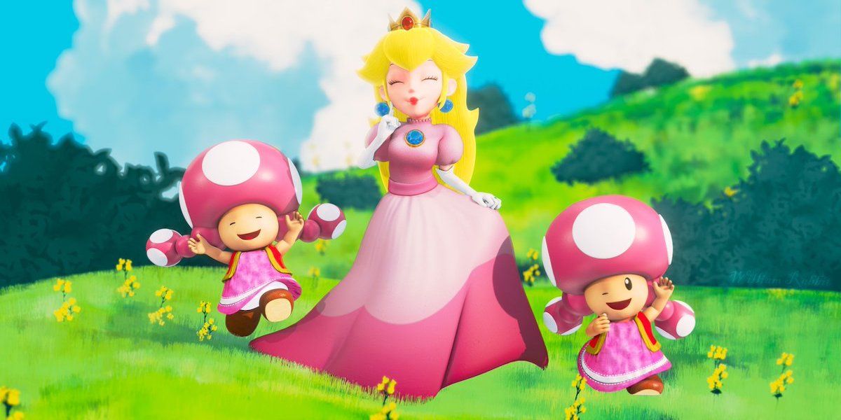 Peach smiles with Toadette