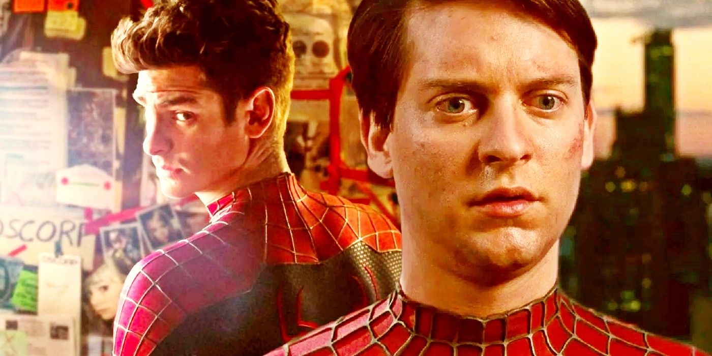 Split image of Tobey Maguire and Andrew Garfield as Spider-Man