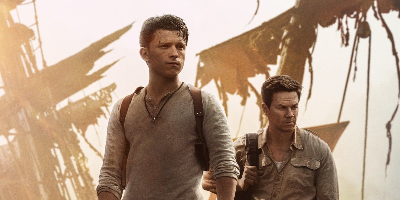 Nate and Sully walk by a boat in Uncharted