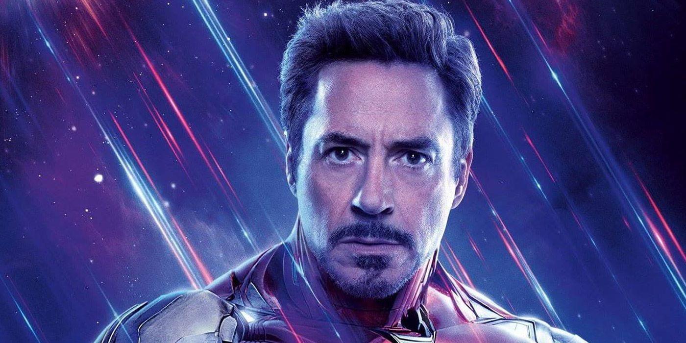 A portrait of Tony Stark looking at the viewer in Avengers; Endgame
