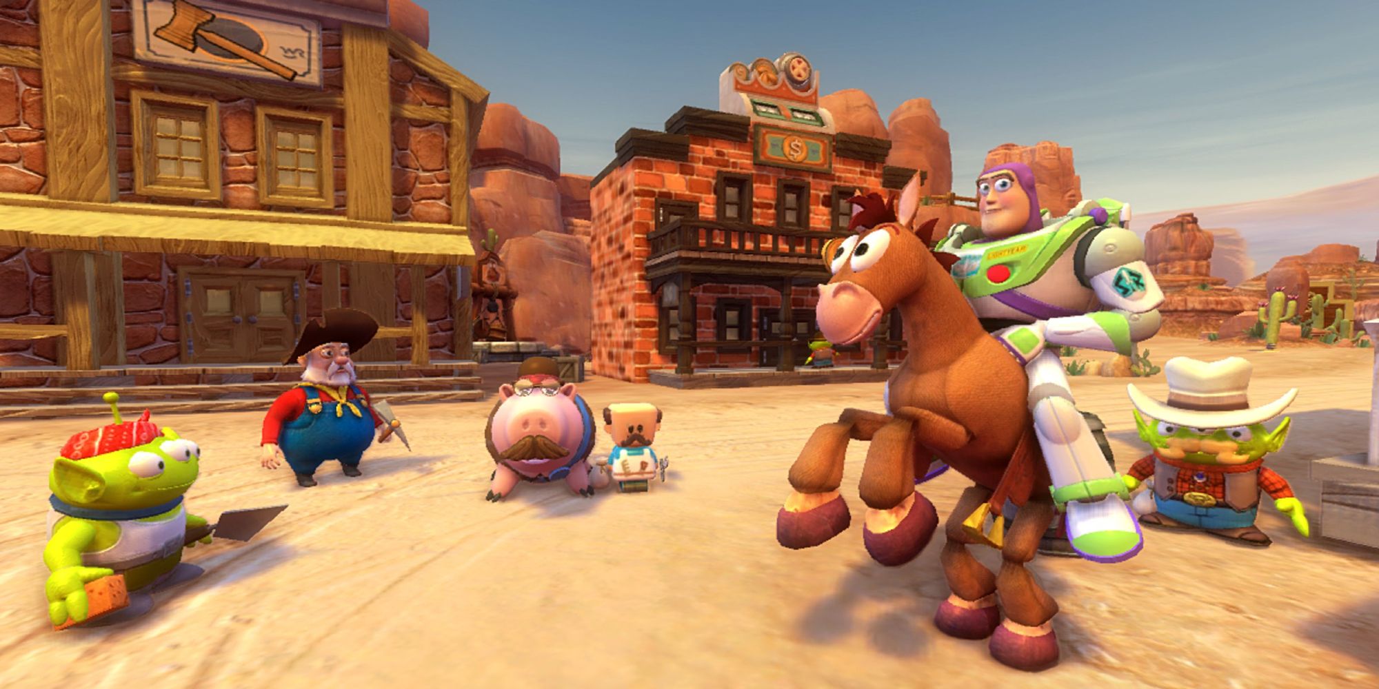The cast of characters from the Toy Story 3 video game.