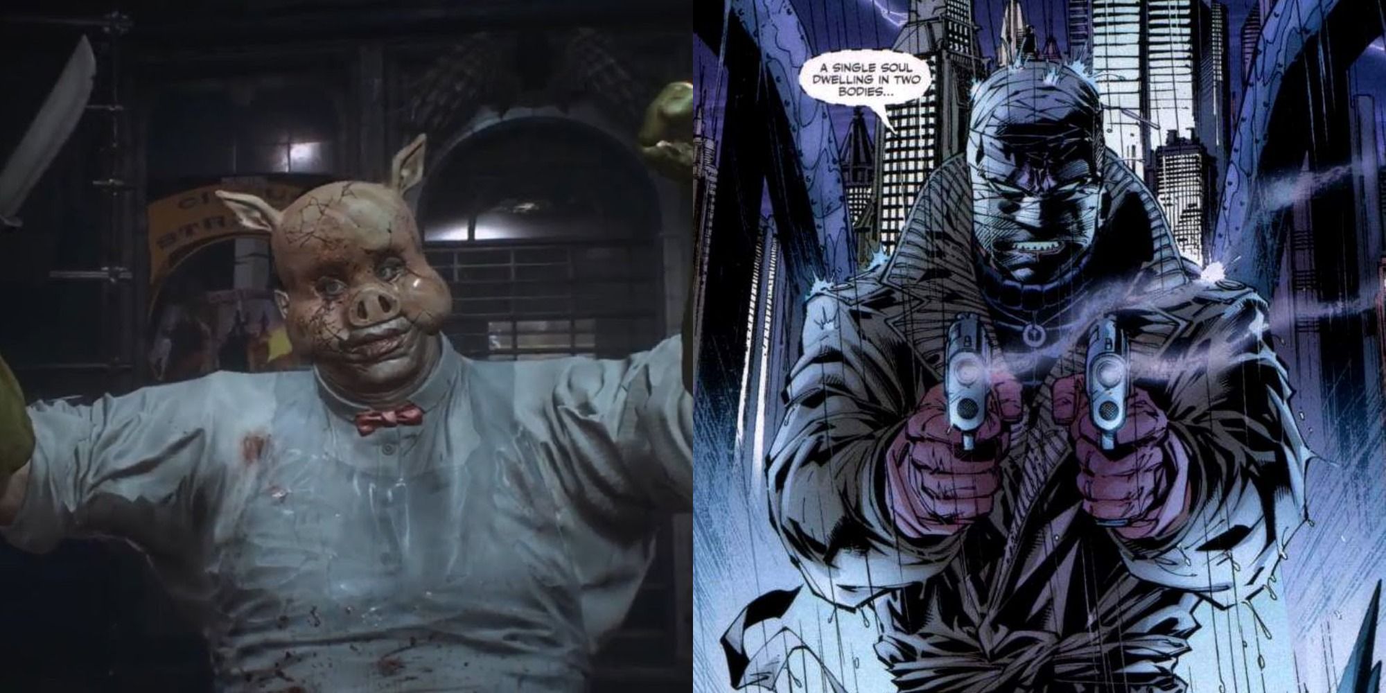Two side by side images of Professor Pyg and Hush