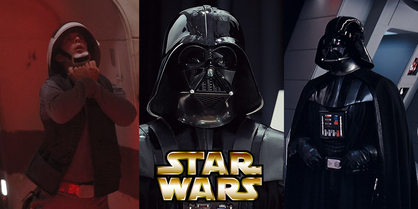 Split image of a Rebel and Darth Vader from Star Wars