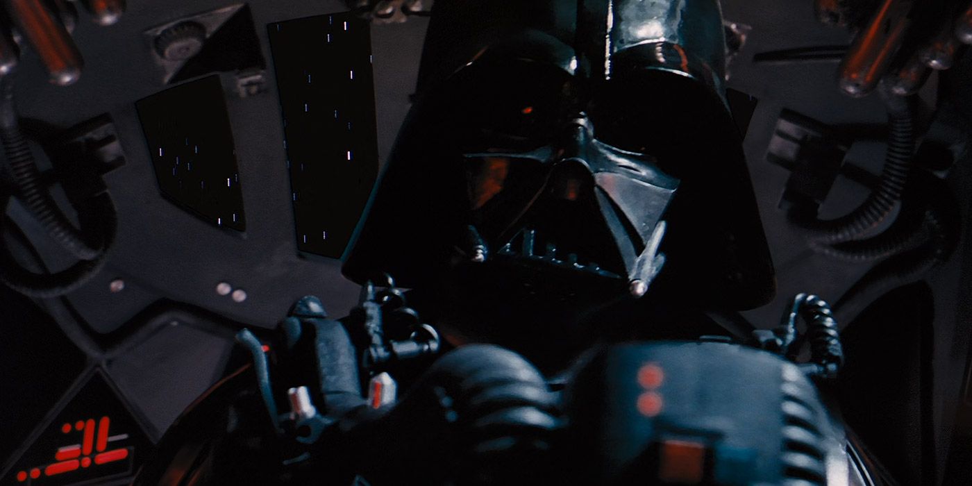 Vader in his TIE fighter in Star Wars