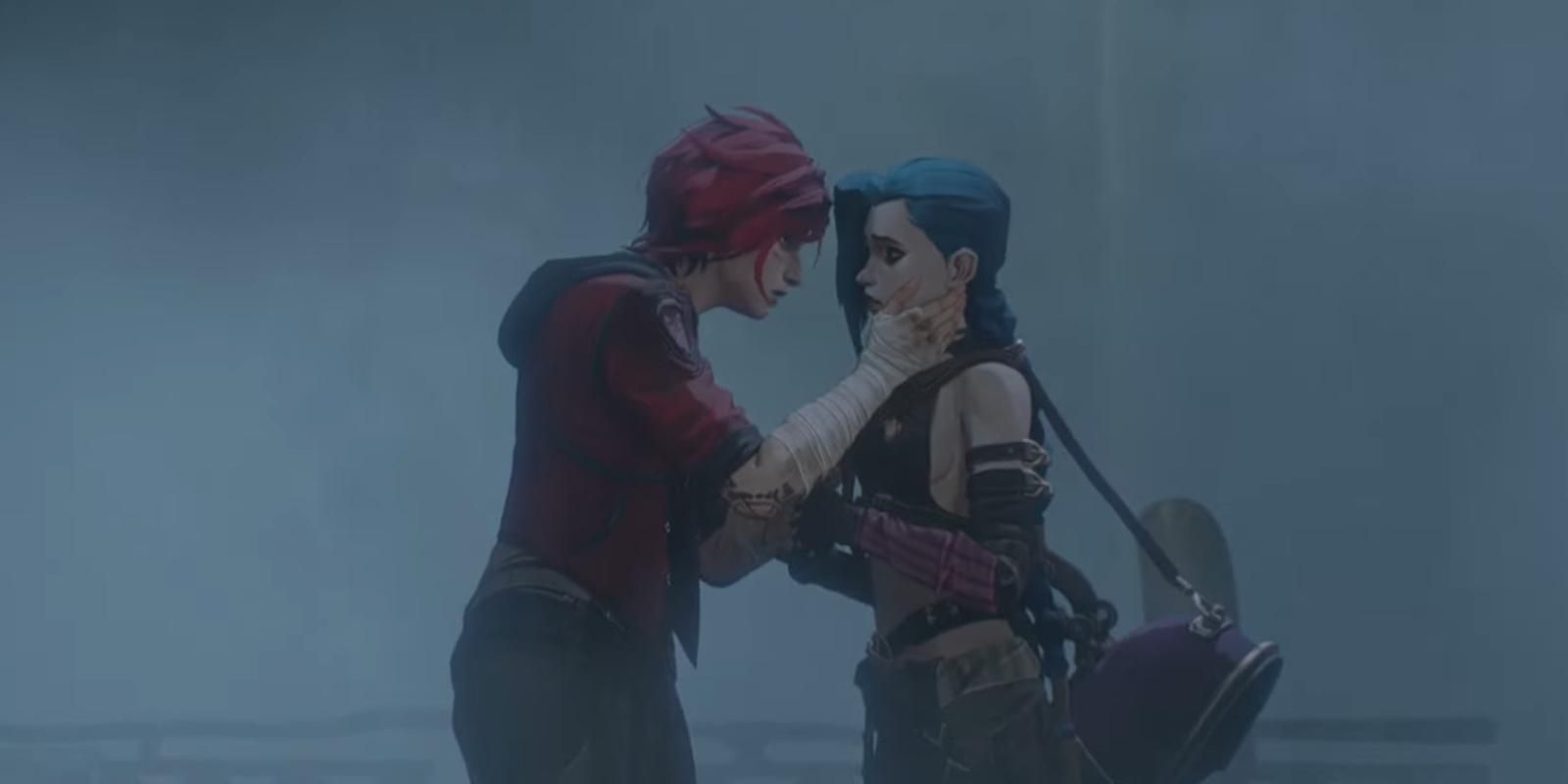 Vi and Jinx embrace as they reunite in Arcane