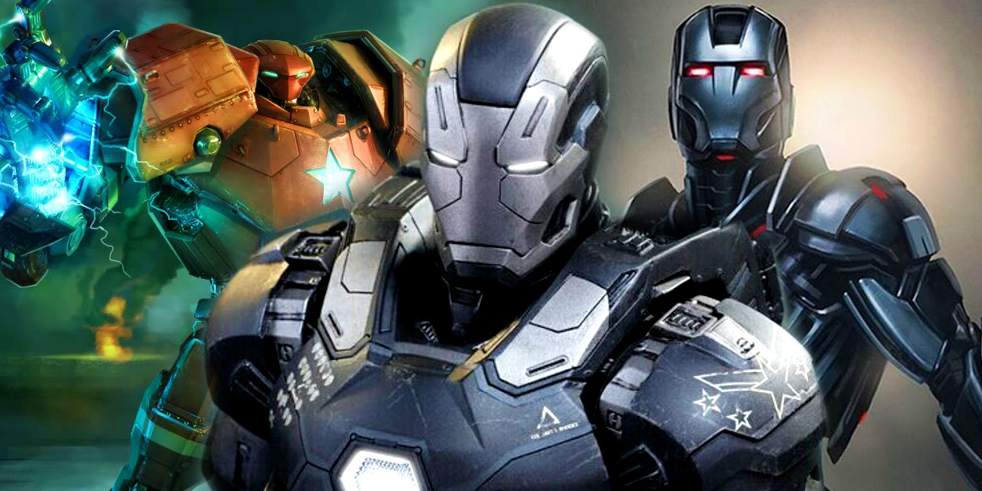 War Machine, Crimson Dynamo, and Tony Stark's Iron Man Armors