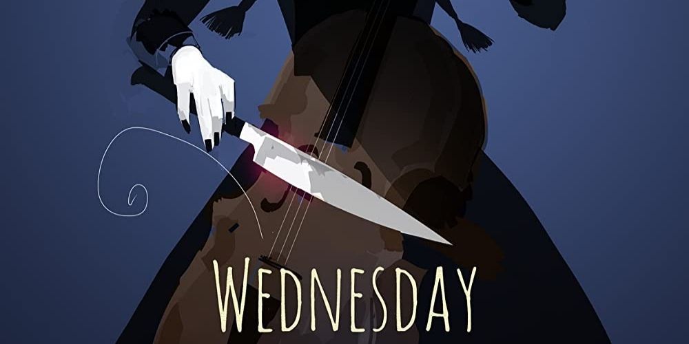 The poster for Wednesday sees Wednesday playing the cello with a kitchen knife