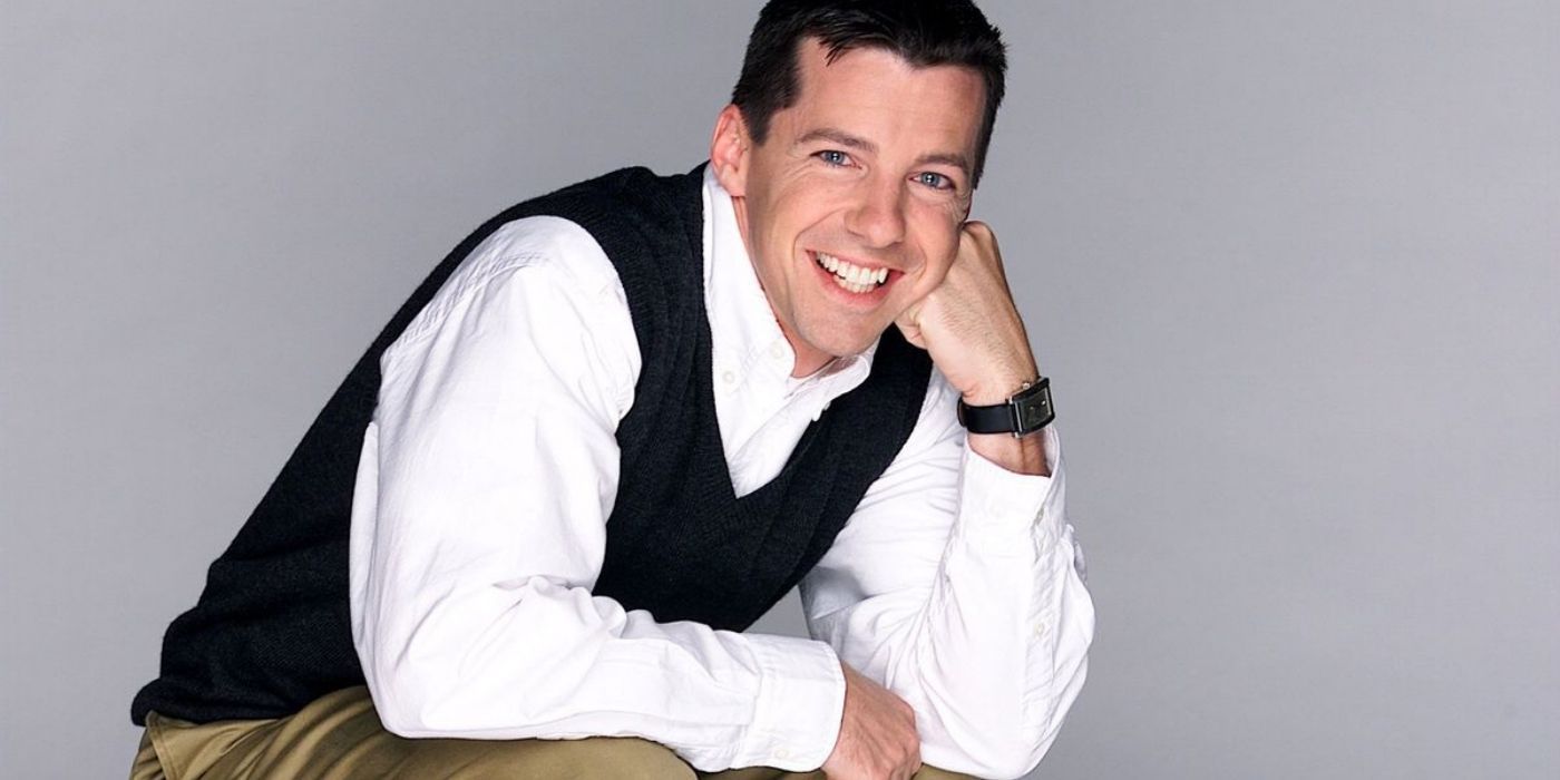 Sean Hayes as Jack McFarland smiling and posing for a promo photo for Will &amp; Grace