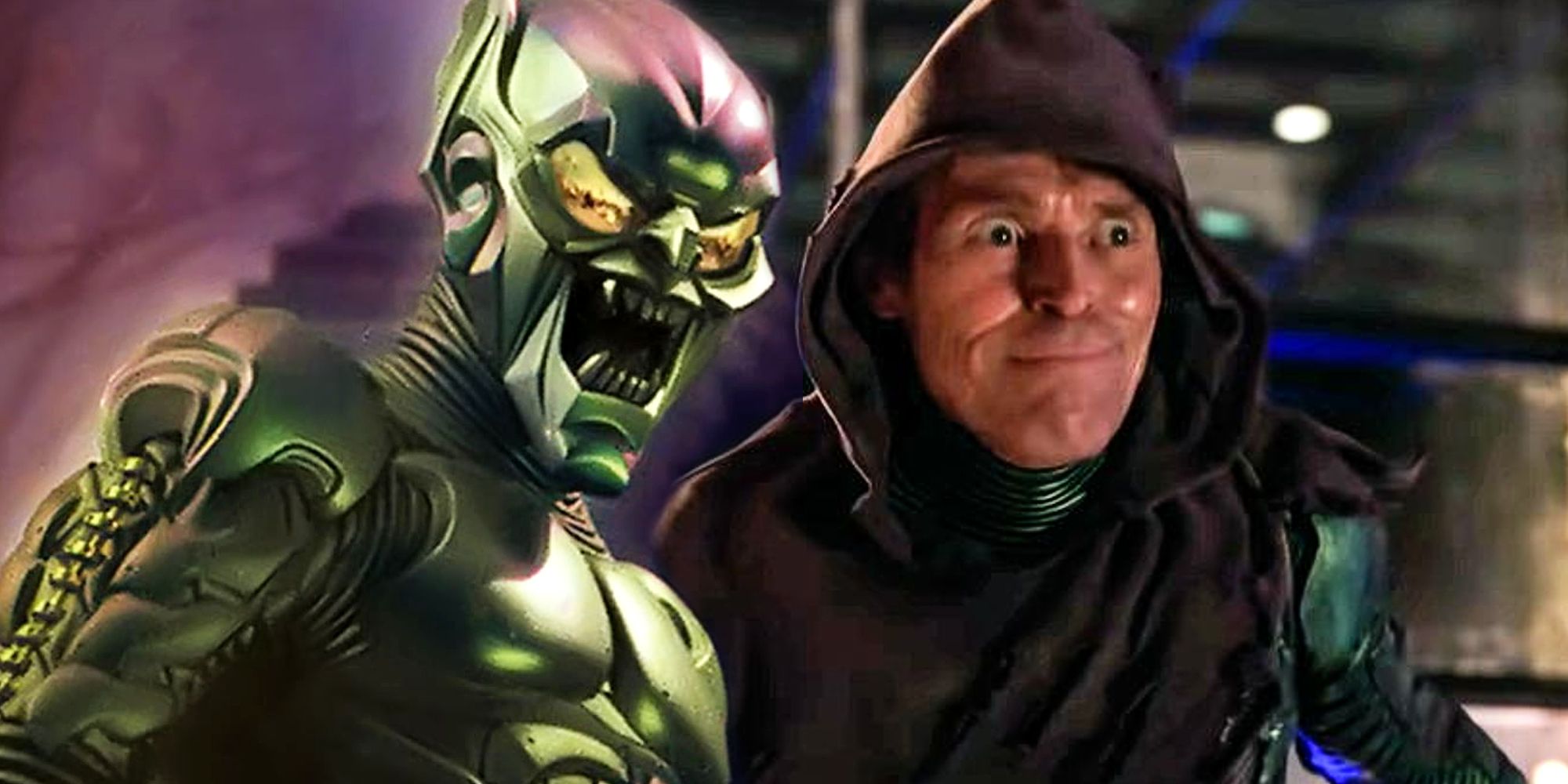 Willem Dafoe as Green Goblin in Sam Raimi's Spider-Man 2002 and No Way Home
