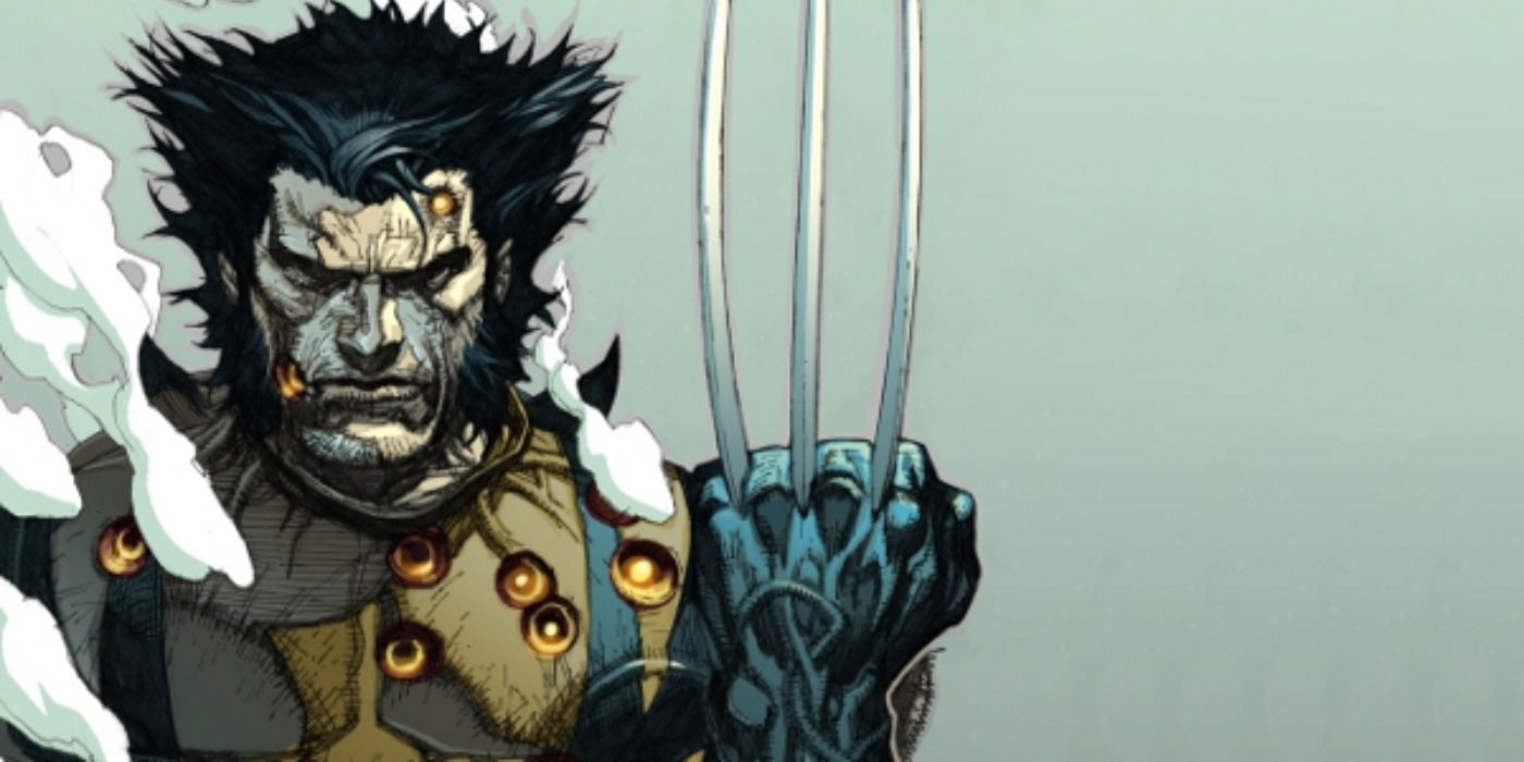 Wolverine with his claws drawn and peppered with bullet wounds in Marvel comics
