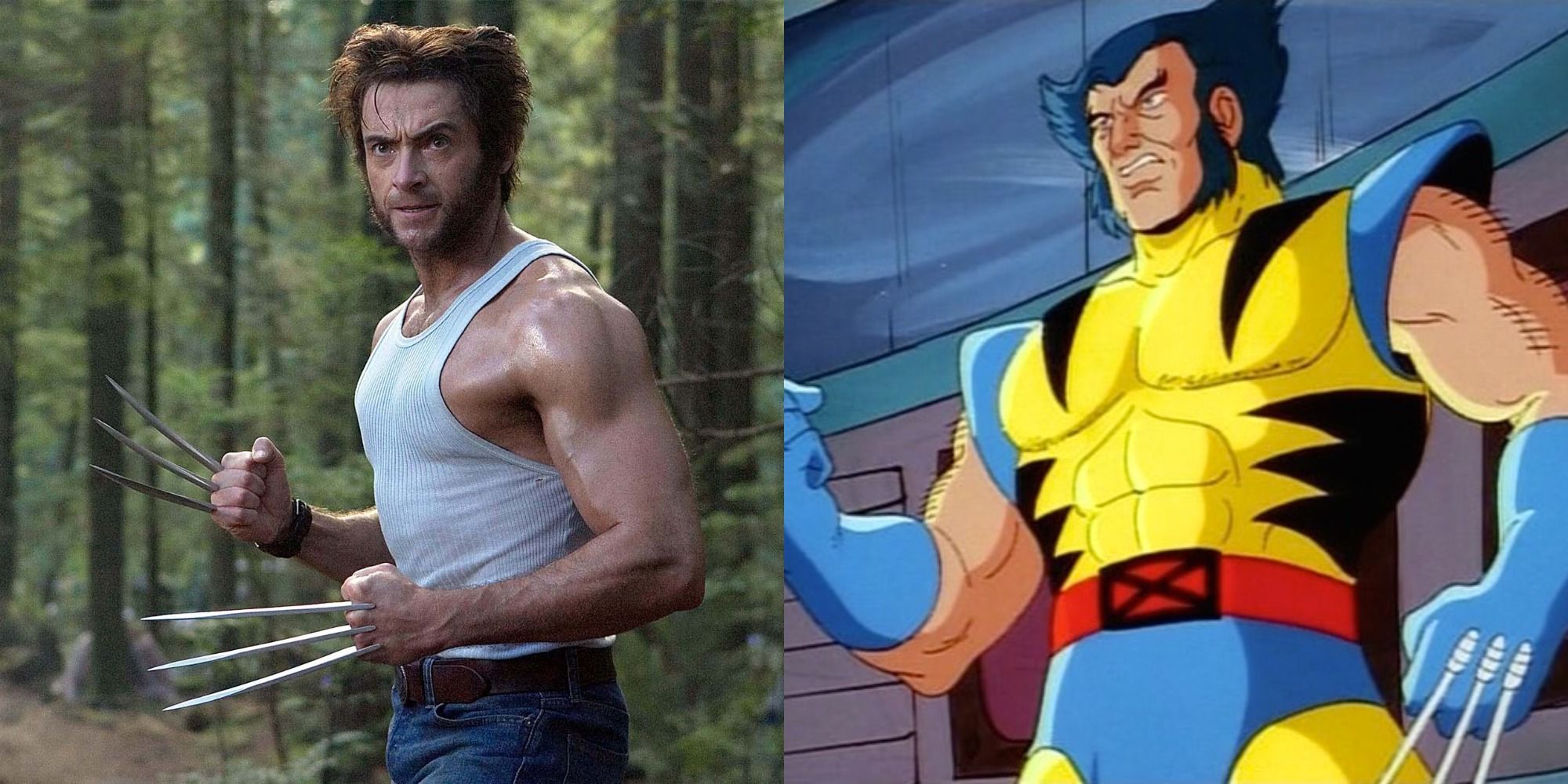 Split image of Wolverine in movies and the animated series