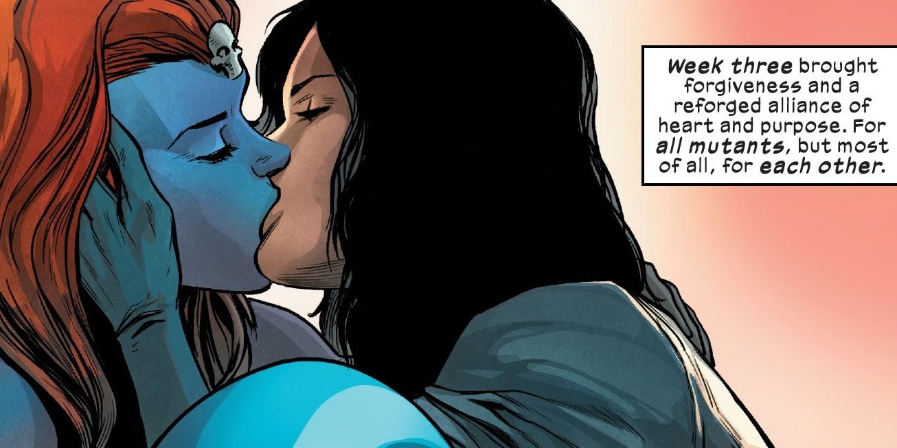 X-Men Inferno Mystique and Destiny Kiss
