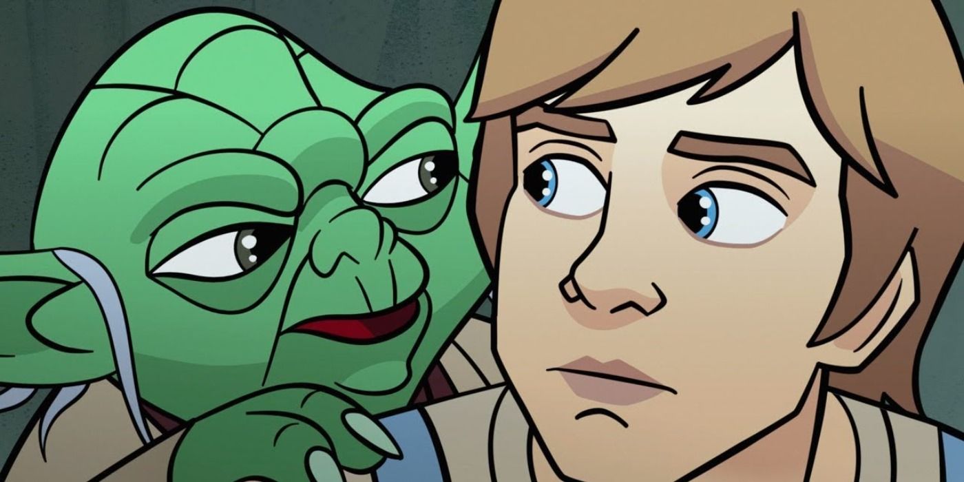Yoda trains Luke in Forces Of Destiny