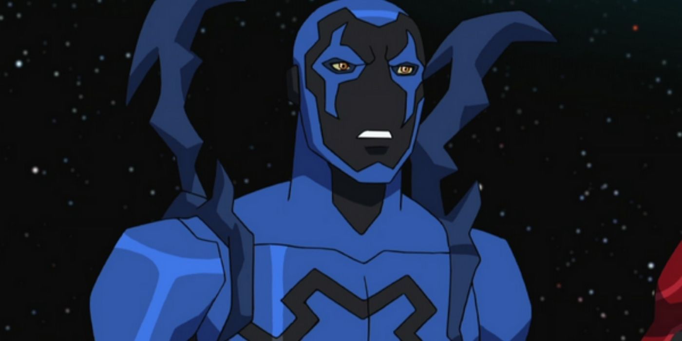 Blue Beetle looking concerned in Young Justice