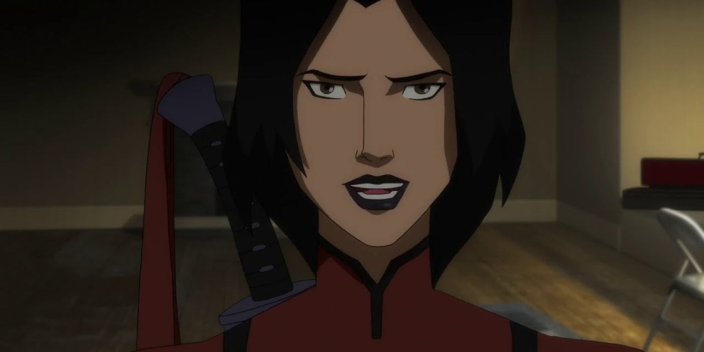 Lady Shiva smiling while talking in Young Justice
