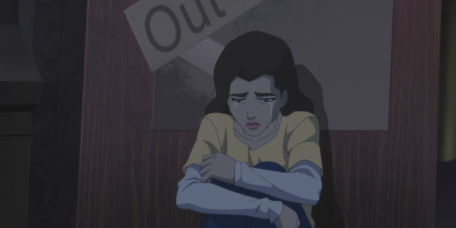 Mary Bromfield looking sad in Young Justice 