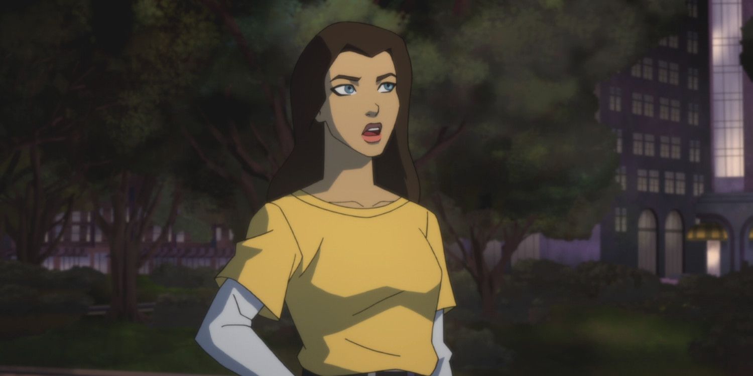 Mary Bromfield with one hand on her waist in Young Justice 