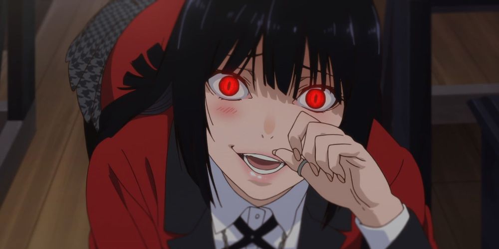 Yumeko flashes red eyes in Kakegurui 