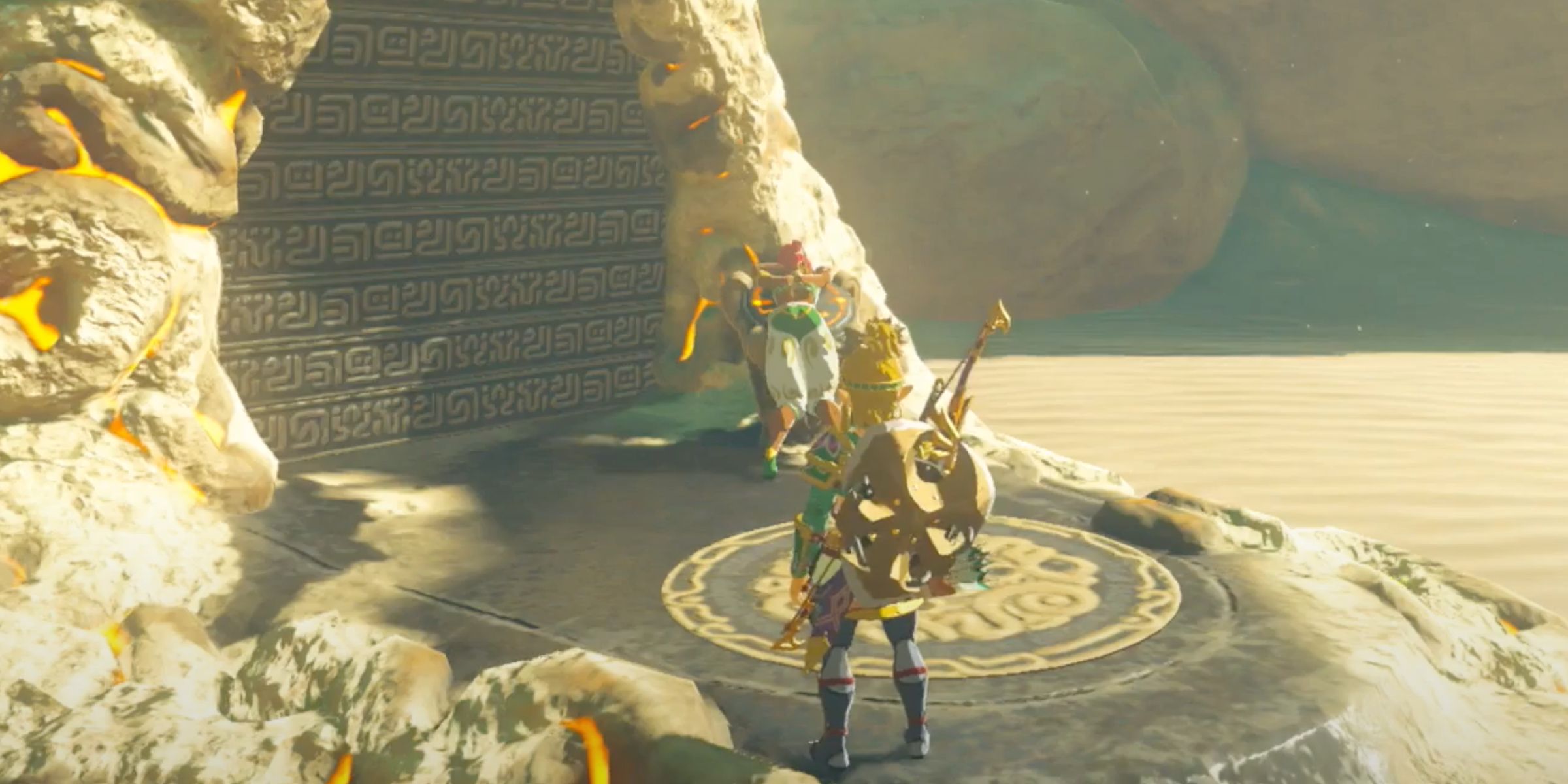 Zelda BOTW Noble Pursuit for Pokki Shrine with Pokki Passed Out on Activation Stone
