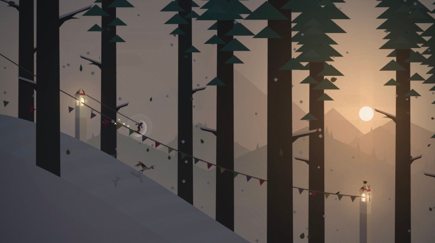 A screenshot from the game Alto's Adventure