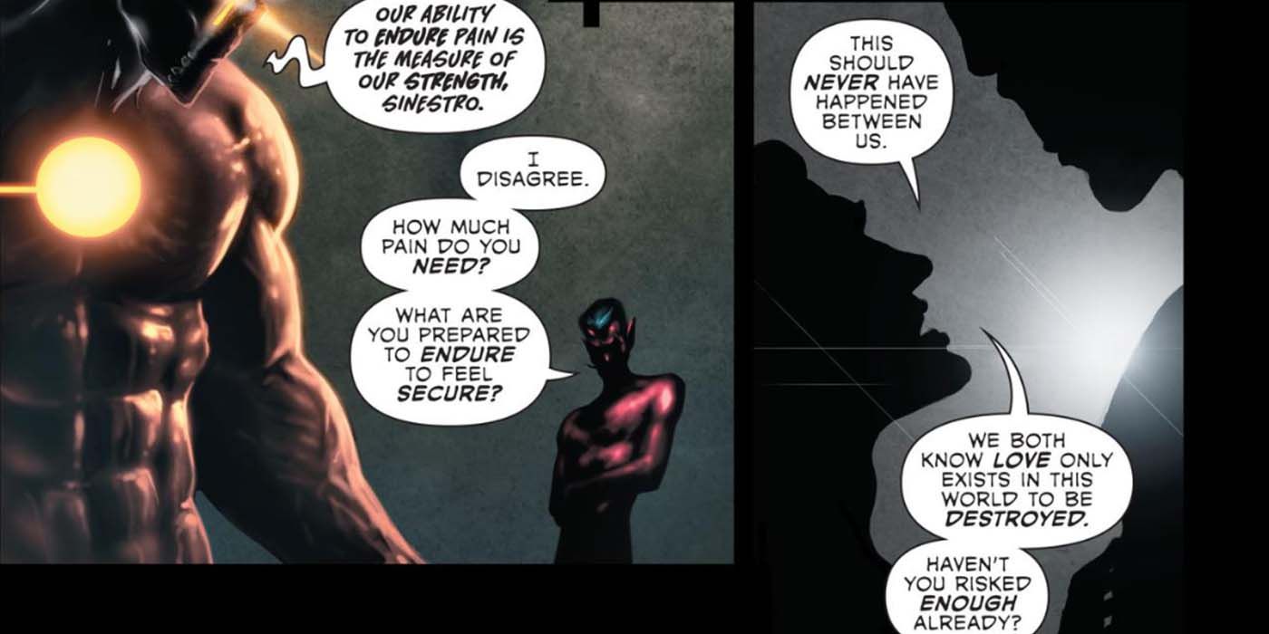 The Antimatter version of Green Lantern (Hal Jordan) and Sinestro in Green Lantern Season 2: #8.