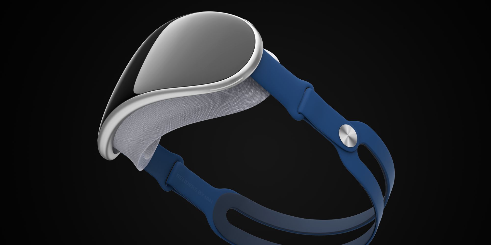 Uma renderização do fone de ouvido AR/VR da Apple contra um fundo preto