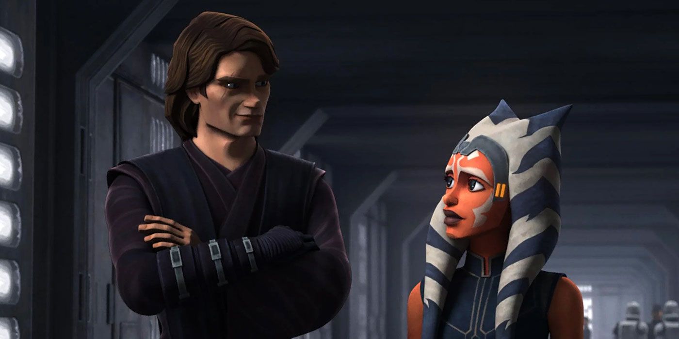 Anakin Skywalker speaking to Ahsoka Tano during Clone Wars