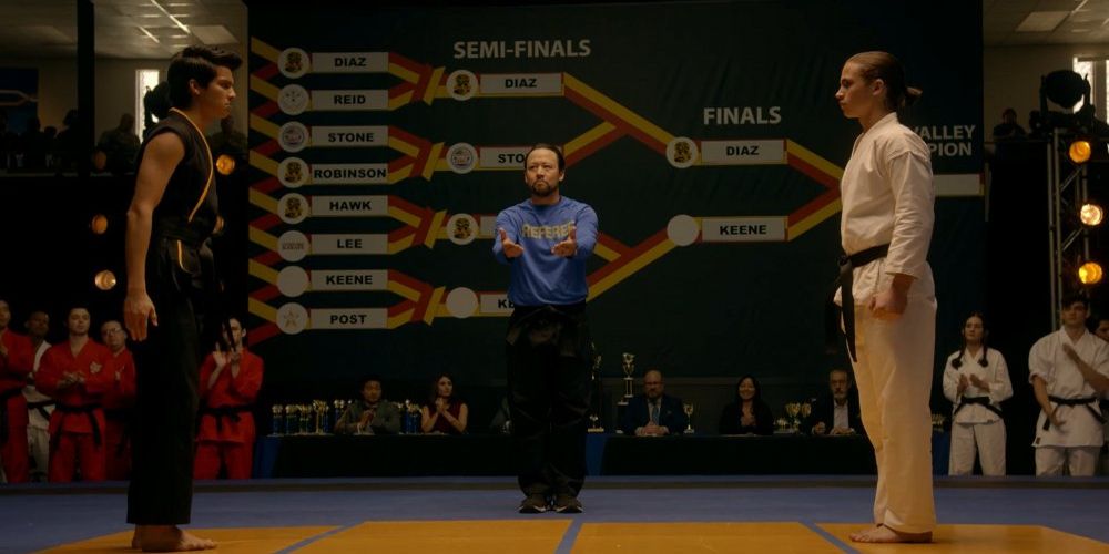 Miguel faces an opponent in the All-Valley tournament in Cobra Kai