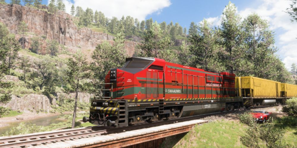 A train passes through Copper Canyon in Forza Horizon 5