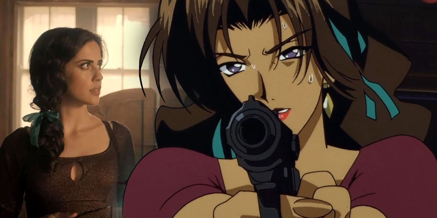 Katerina from the first episode of Cowboy Bebop, in her anime and live-action forms