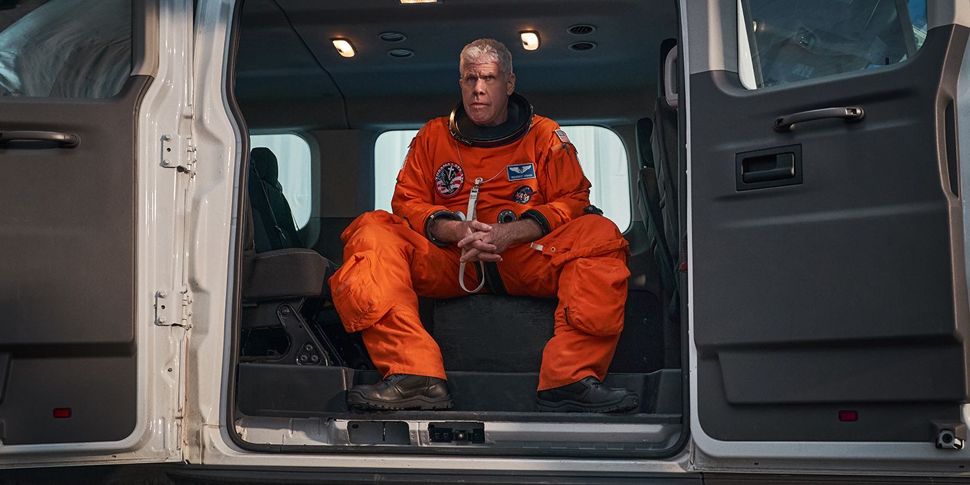 Ron Perlman sitting in a space shuttle in Don't Look Up