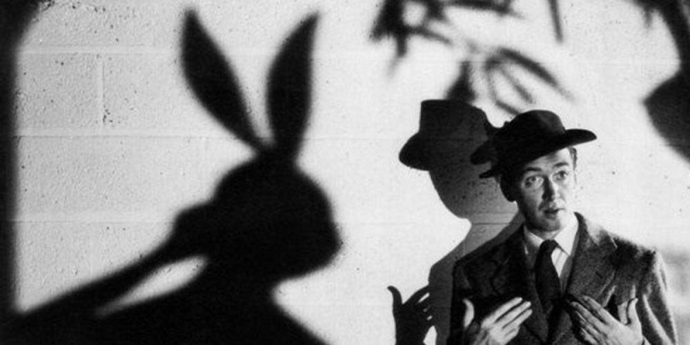 Jimmy Stewart and the rabbit in Harvey