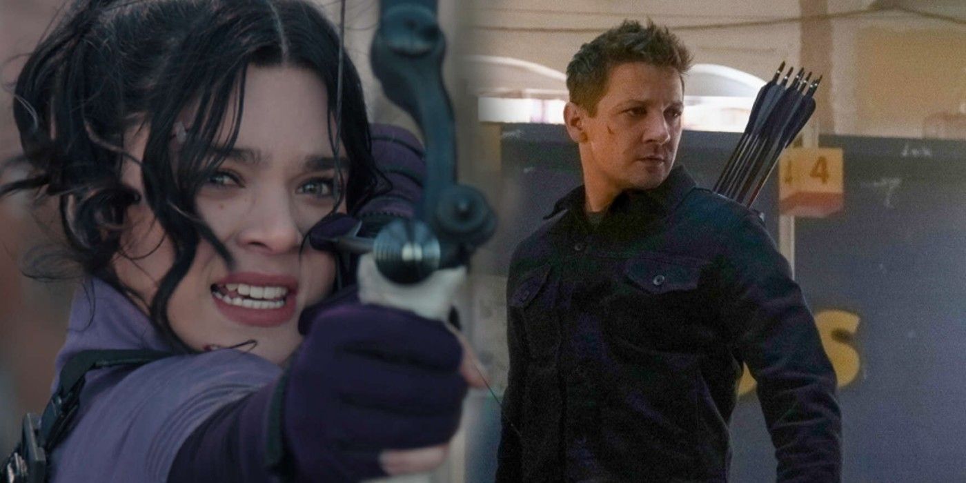 A split image of Kate Bishop and Clint Barton in Hawkeye Season 1