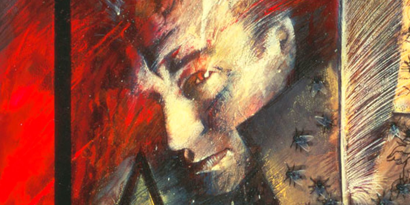 Constantine looks on from the cover of Hellblazer 