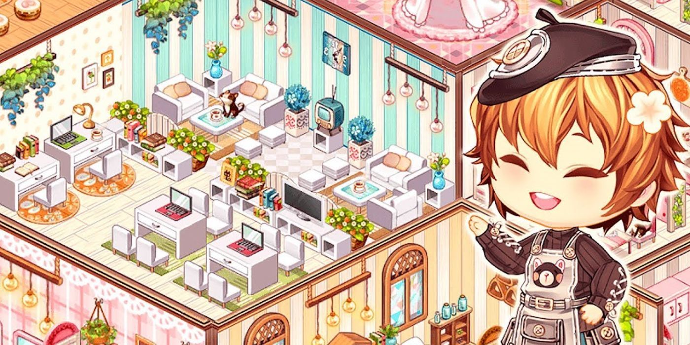 A main character and the showroom in Kawaii Home Design