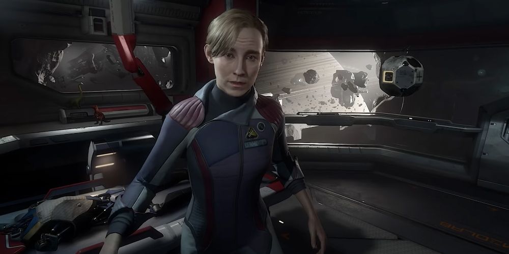 Liv stands in a control module in Lone Echo II