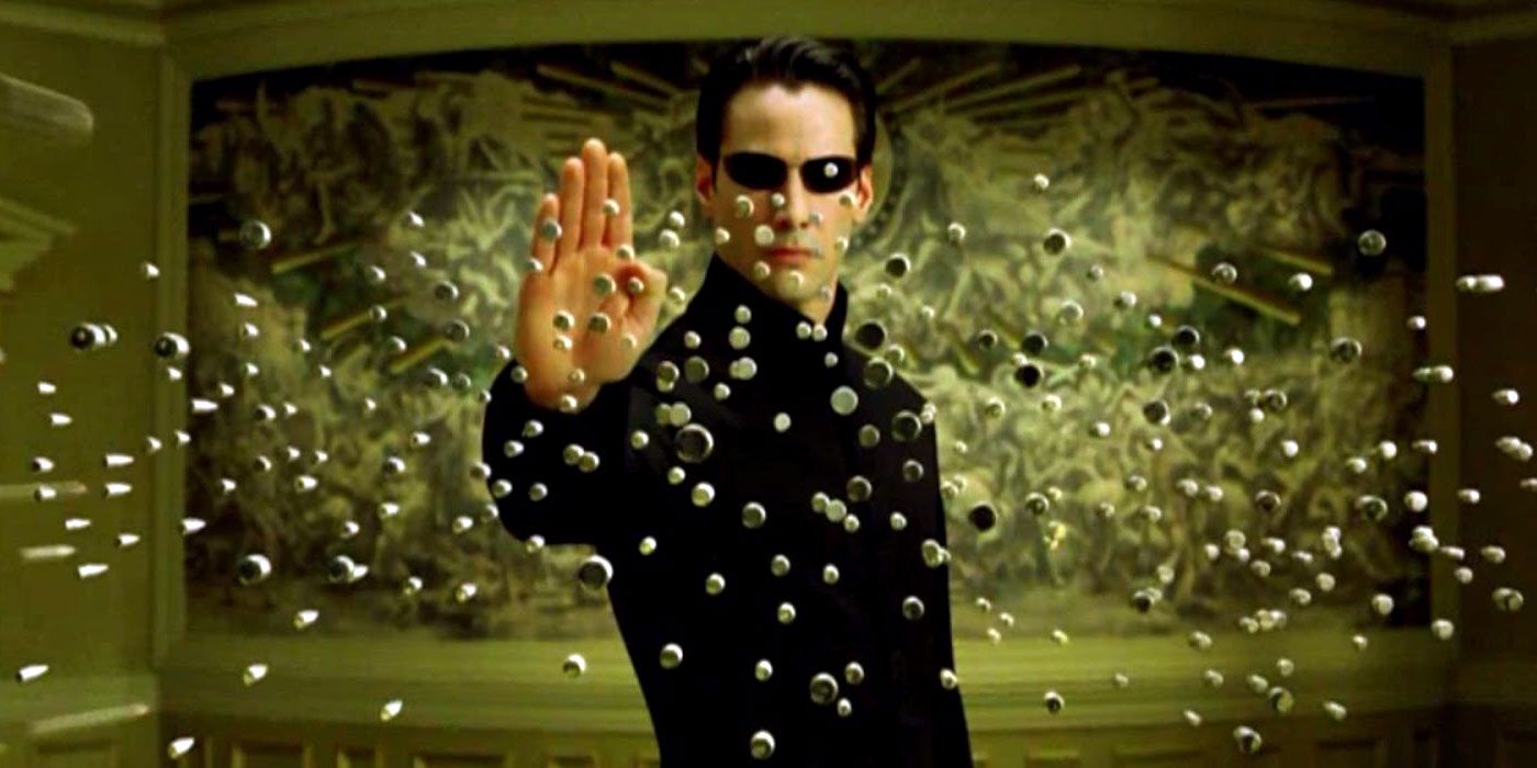 Neo stopping bullets at the end of The Matrix