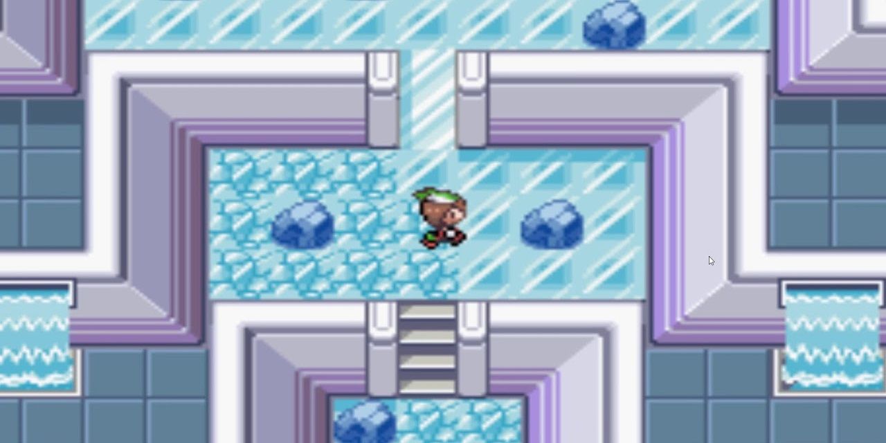 Screenshot of the Sootopolis gym in Pokemon