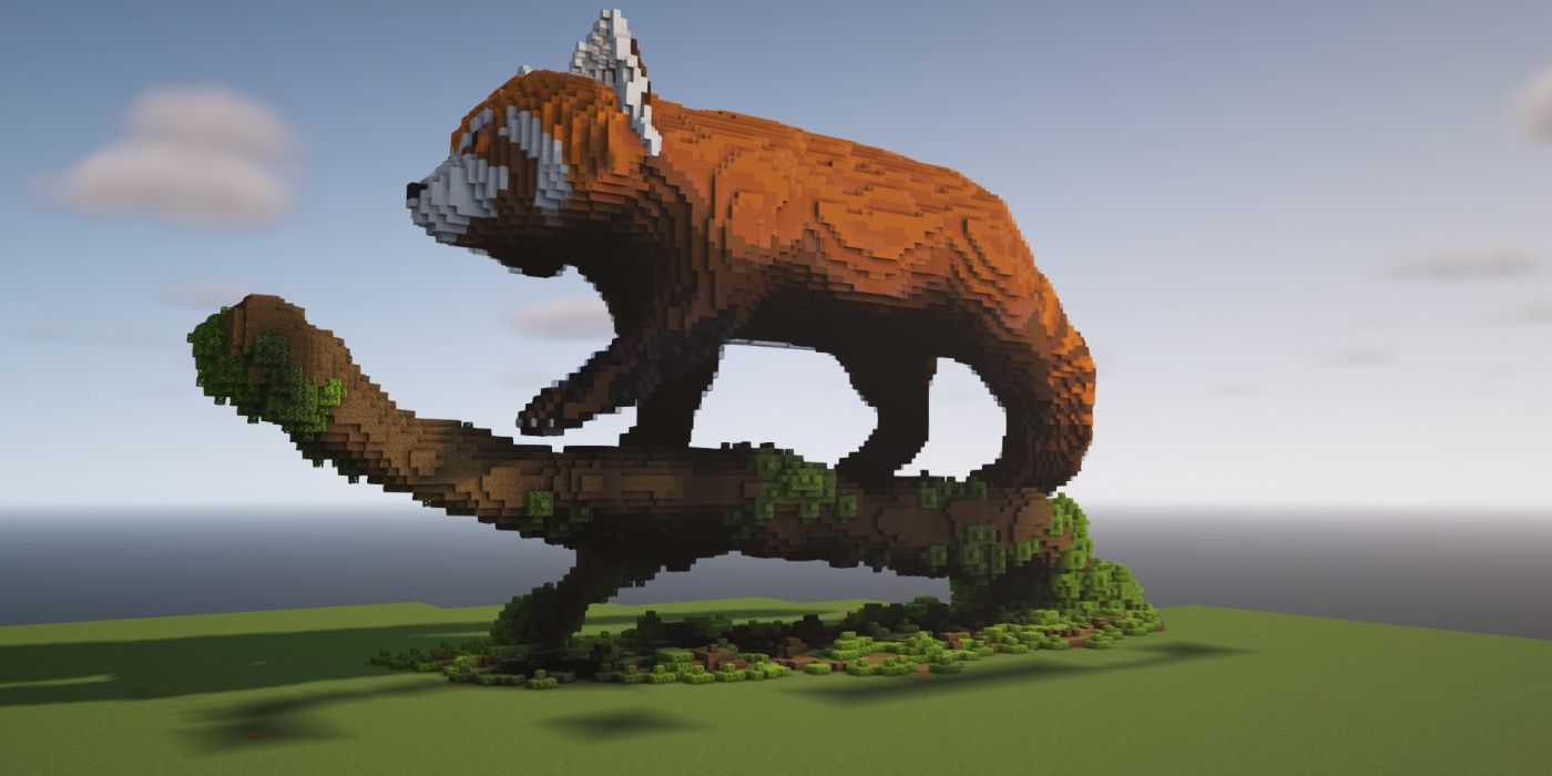 Minecraft Player's Enormous Red Panda Sculpture Is A Sight To Behold