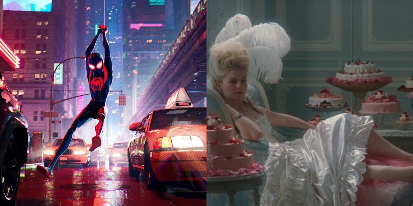 Split image of Into the Spider-Verse and Marie Antoinette