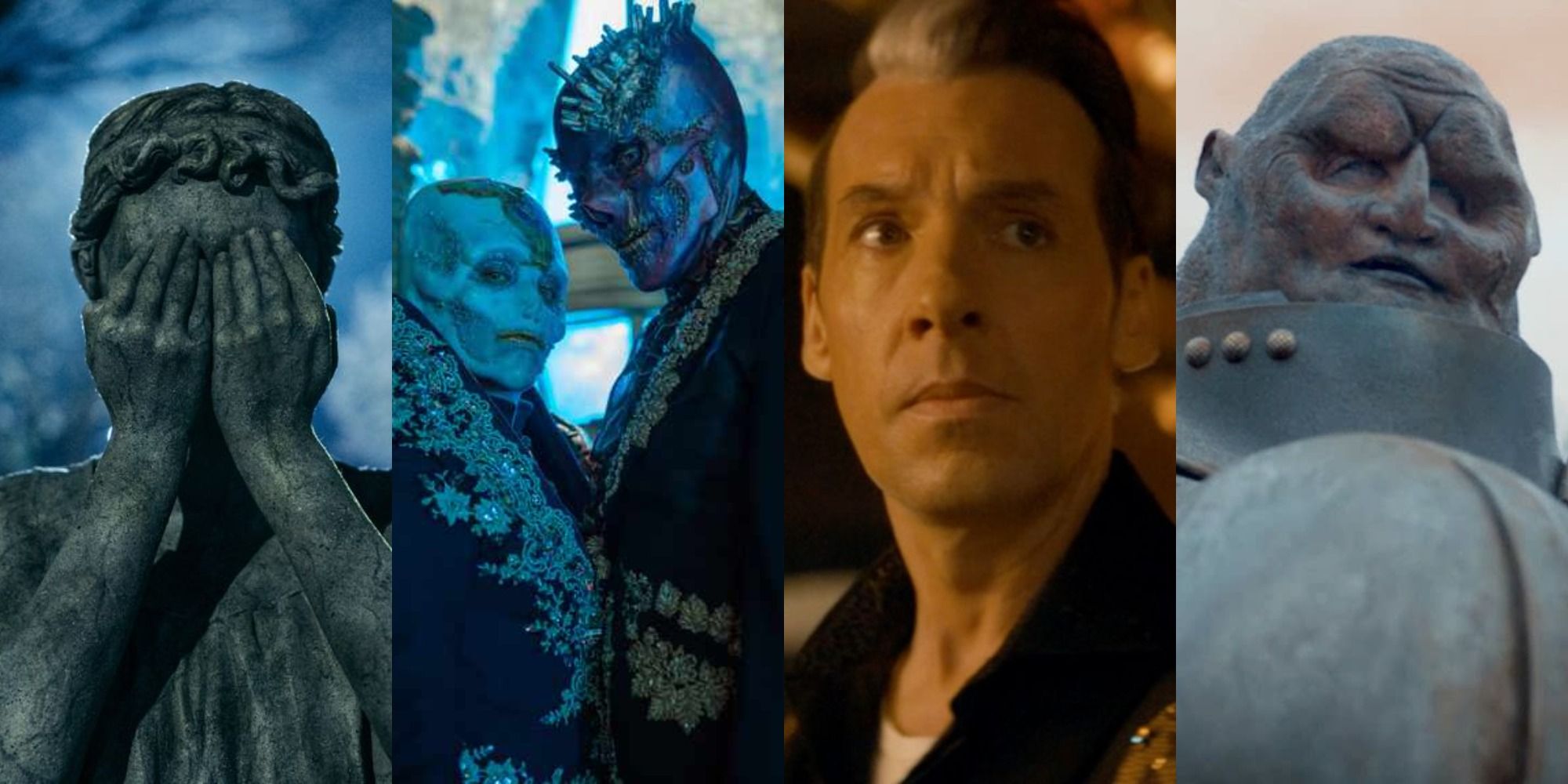 Split image of Doctor Who Flux Villains