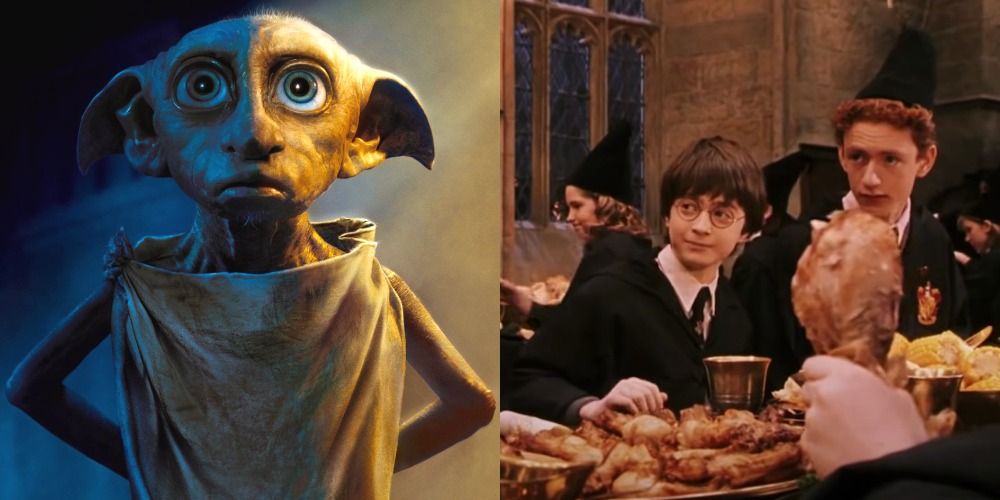 Split image of Dobby and great hall