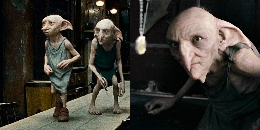 sA split image of Dobby and Kreacher