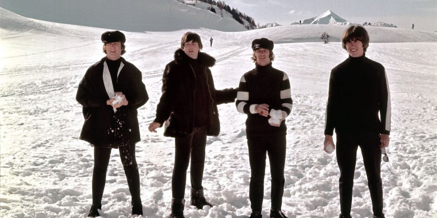 The Beatles playing in the snow in Help!