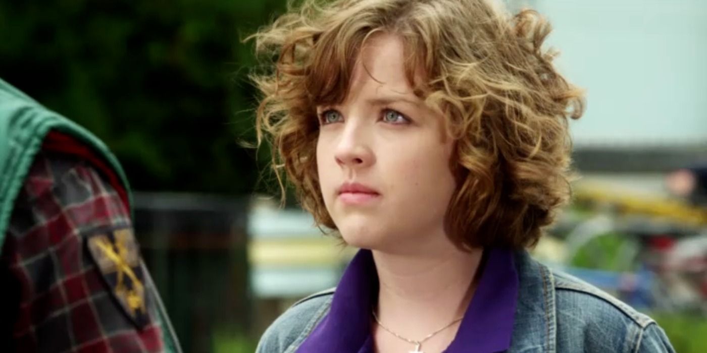 Still of Clare outside in wind from Degrassi