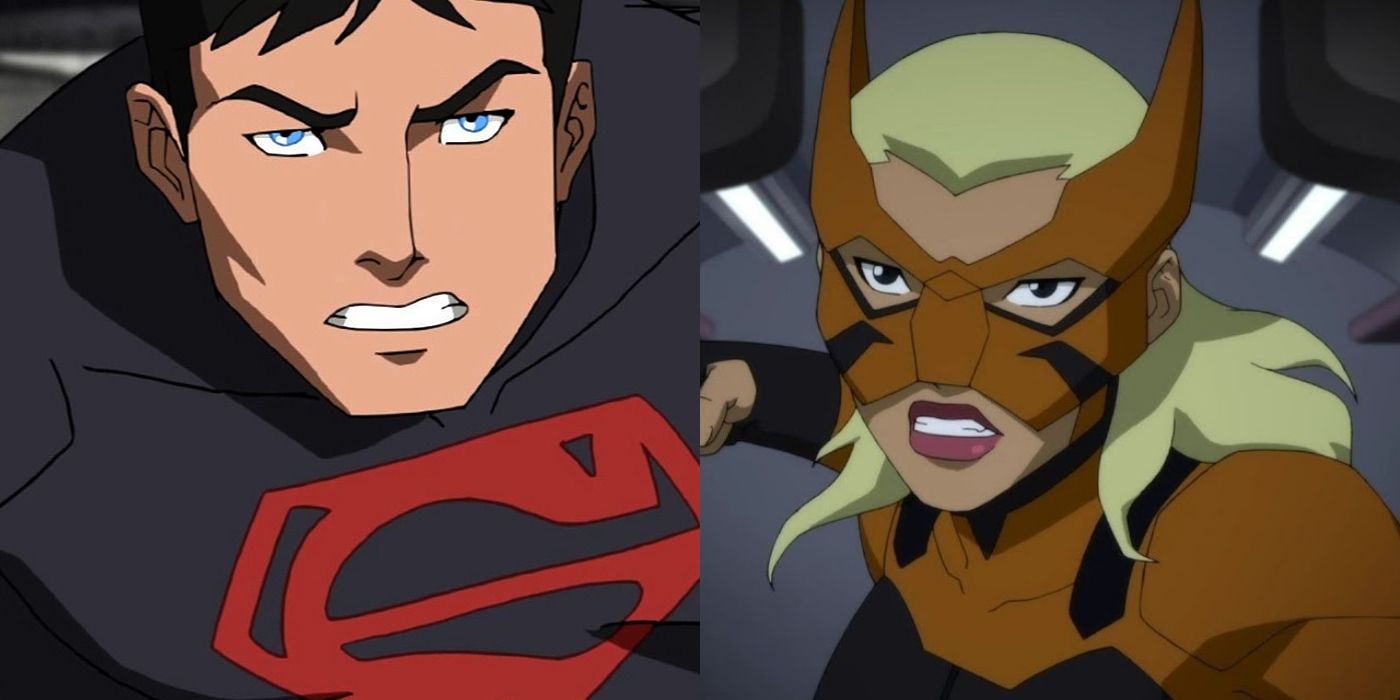 Split image of Superboy and Tigress in Young Justice