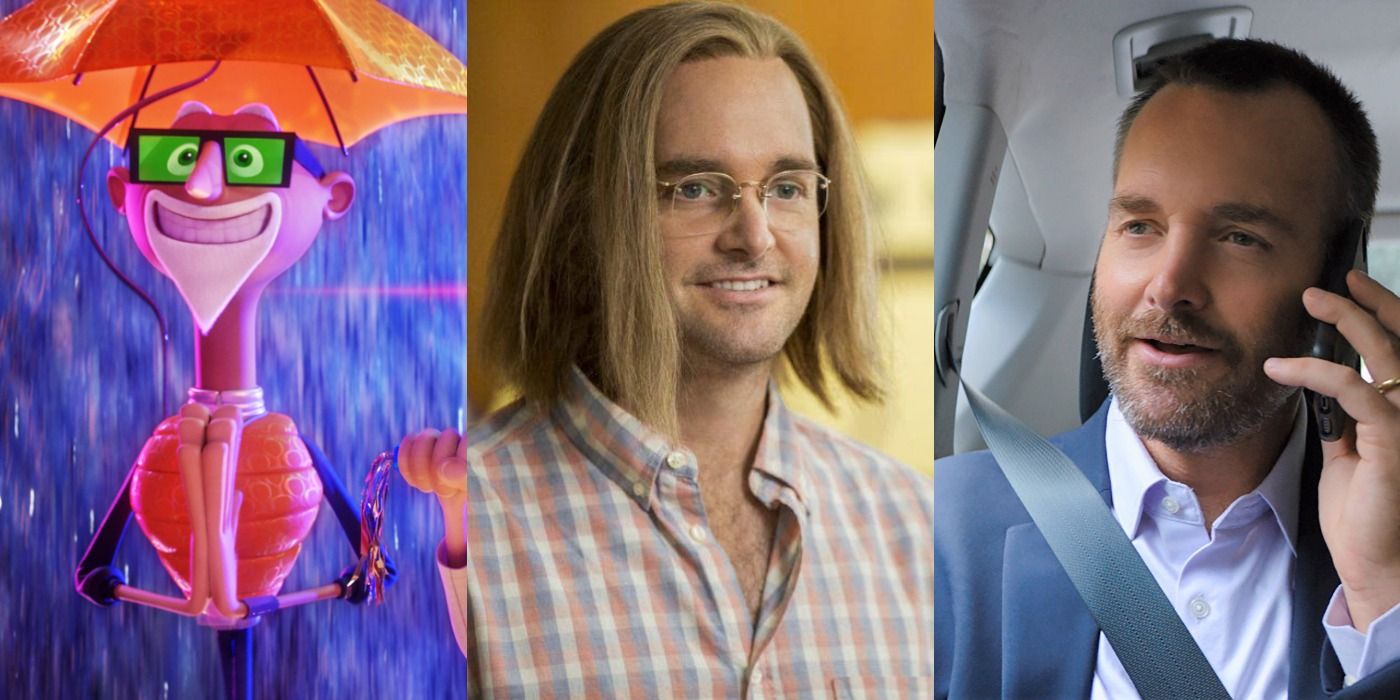 Split Image of Will Forte in Cloudy With A Chance Of Meatballs, A Stupid and Futile Gesture, and Good Boys.